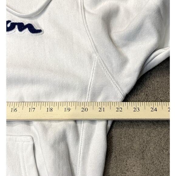 Vtg Champion Reverse Weave Hoodie M Sweatshirt White Logo Spell Out 90s Retro - Picture 7 of 7